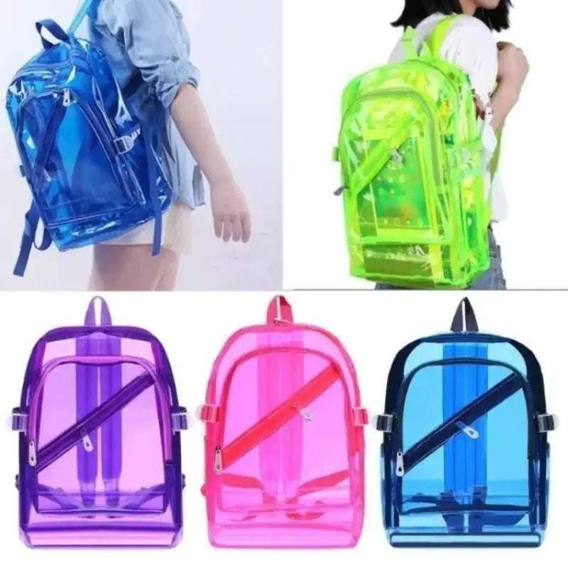 1 Pcs Fashion Transparent Backpack Waterproof PVC Clear Plastic Daily
