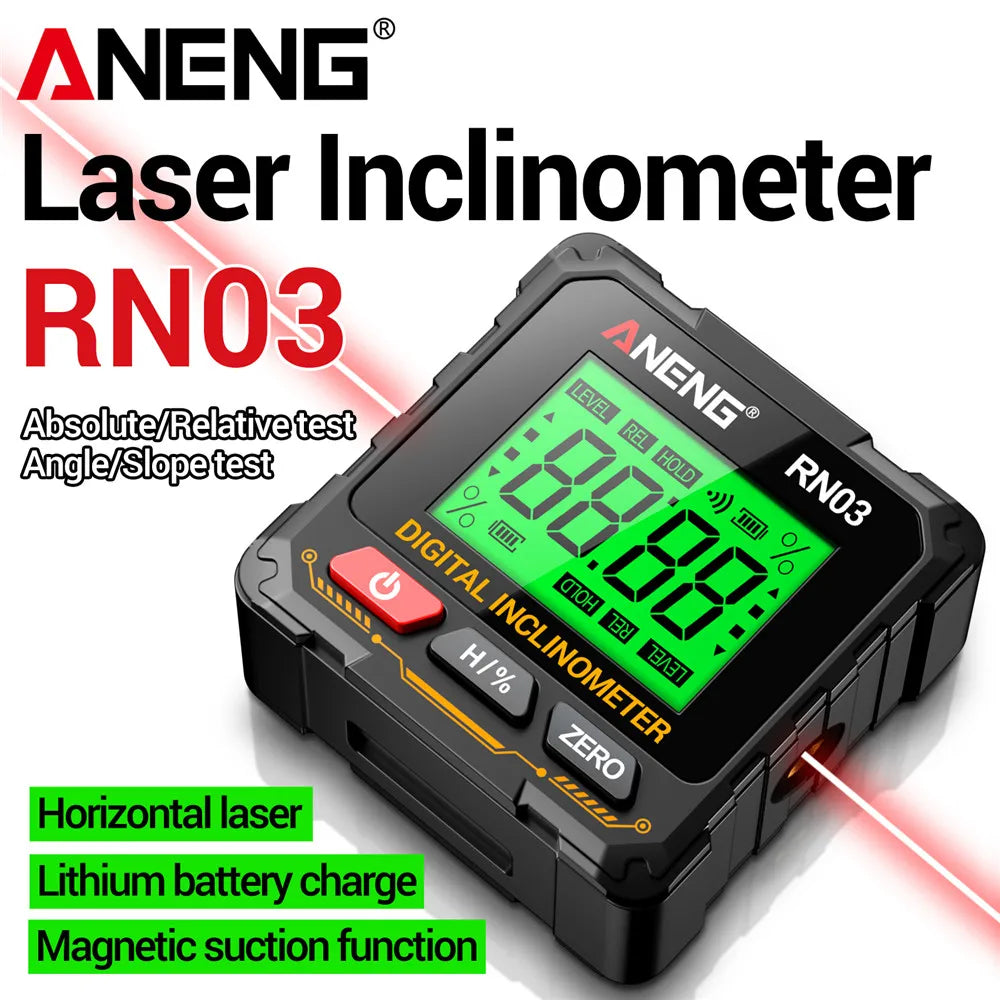 Magnetic Rechargeable Digital Angle Finder Laser Inclinometer USB Protractor Level Angle Ruler Angle Measurement