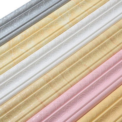 Self Adhesive Flexible Foam Molding Trim Wallpaper Border 3D Decorative Wall Lines Peel and Stick Trim for Home Hotel DIY Decor