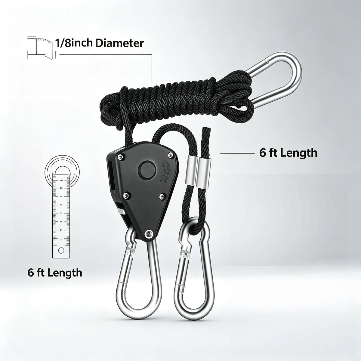 2PCS Heavy Duty Adjustable Ratchet Rope Hangers, 150lb Capacity, Tent Cargo Ties