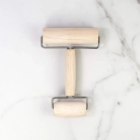 Double Dough Roller, Includes 4.125 and 2.375-Inch Wide Cylinders, Rubberwood