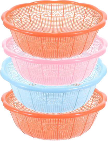 4pcs Fruit Vegetable Washing Baskets Stackable Plastic Strainer Basket Kitchen Tools for Rice Pasta and Other Food Send At Rand