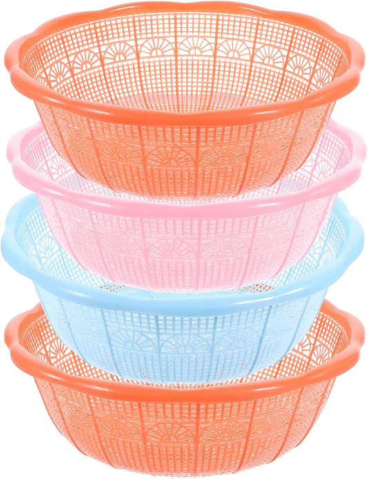 4pcs Fruit Vegetable Washing Baskets Stackable Plastic Strainer Basket Kitchen Tools for Rice Pasta and Other Food Send At Rand