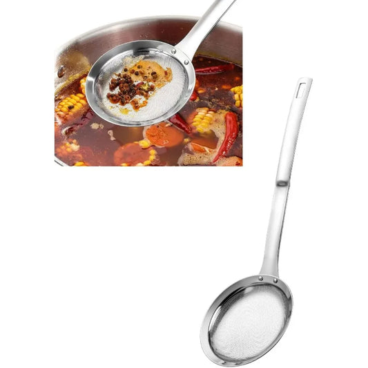Stainless Steel Fine Mesh Colander - Kitchen Sieve Spoon with Extra-Fine Mesh, Handle for Oil Filter & Food Strainer Tasks(Small