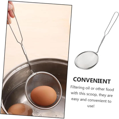 4pcs Stainless Steel Strainer Spoons Multipurpose Hot Pot Colanders for Oil Filtering and Draining Small Kitchen Scoop for Home