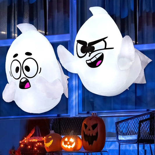 Joyfy 2 Pack Halloween Inflatable Window Ghost 2.6 FT Outdoor Scary Flying Ghost Broke Out from Window for Halloween Decoration