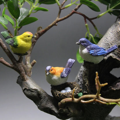 Birdie Figurines Gardening Ornaments 4Pcs/Set Bird's Nest Bird Eggs Landscape Mini Bonsai Simulation Model Dollhouse Decor