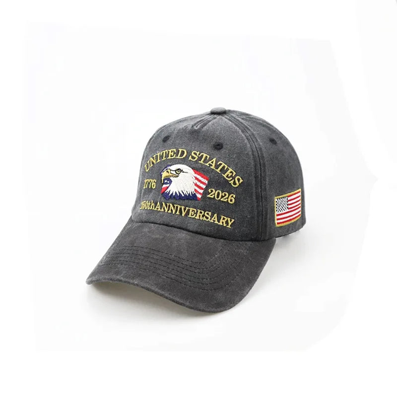 USA 250 Years Anniversary Eagle Embroidery American Flag Baseball Cap 1776-2026 Independence Day
