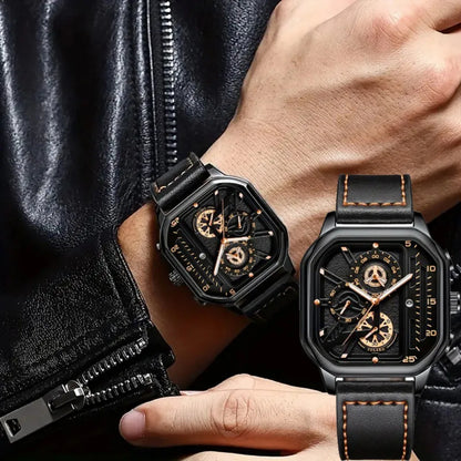 Men's Quartz Watch Square Black Dial