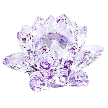 Crystal Lotus Flower Figurines Flower Crafts Glass Car Figurines for Tabletop Centerpiece Home Office
