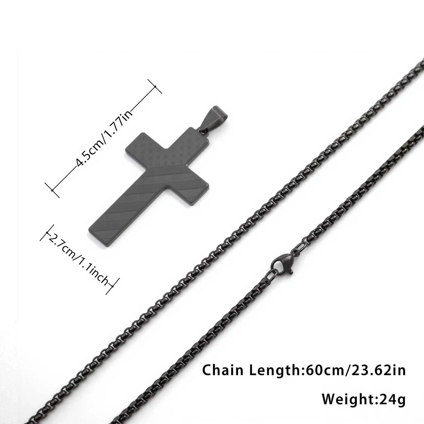 Stainless Steel USA Flag and Cross Bible Verse Necklace