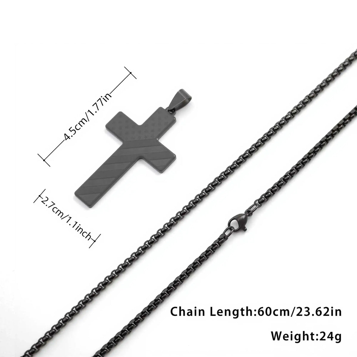 Stainless Steel USA Flag and Cross Bible Verse Necklace