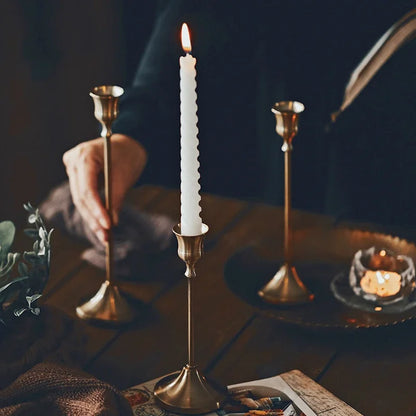 3pc Candlestick Holders Kit Brass Gold Candlestick Set Candle Holders Decorative Candlestick Stand for Wedding Party Dinning
