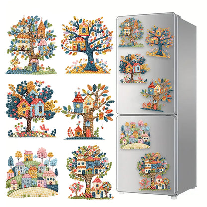 6Pcs Acrylic Beach Diamond Painting Refrigerator Magnet Diamond Painting Fridge Magnet DIY Fridge Stickers for Car Mailbox Decor