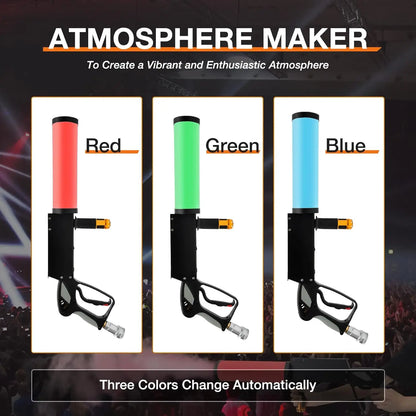 CO2 Handheld Fog Gun Smoke Machine with LED Lights Handheld CO2 Jet Machine with 3 Meter Gas Hose