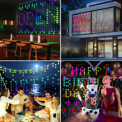 Smart LED Curtain Lights RGB Light String App Control Waterproof DIY Fairy Light USB Plug Text Pattern for Party Room Decoration