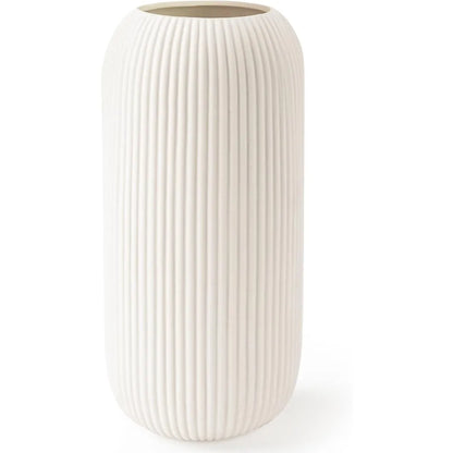 White Ceramic Vase, Vase Modern White Vase Home Decoration, Small Vase, Rib Texture Vase for Pampas Grass Decorative Vase