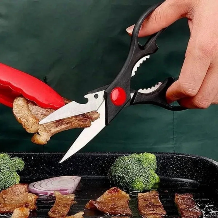 MultiFunctional Kitchen Scissors with Stainless Steel Blades and Ergonomic Grip for Cutting Meat and Vegetables Opening Bottles