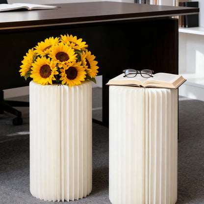 2 cylindrical flower stands, foldable PVC paper pillar display stand wedding center stand,suitable for birthday party decoration
