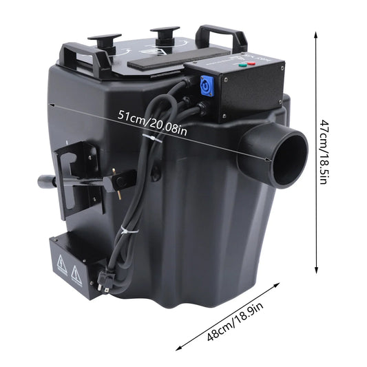 6000W Dry Ice Fog Machine Black Stainless Steel, Large 2152ft² Coverage, Intelligen for Large Stage Performances