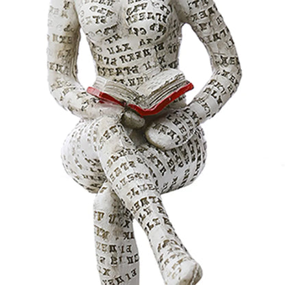Reading Woman Statue Resin Sculptures Craft Home Room Desk Ornaments Decoration