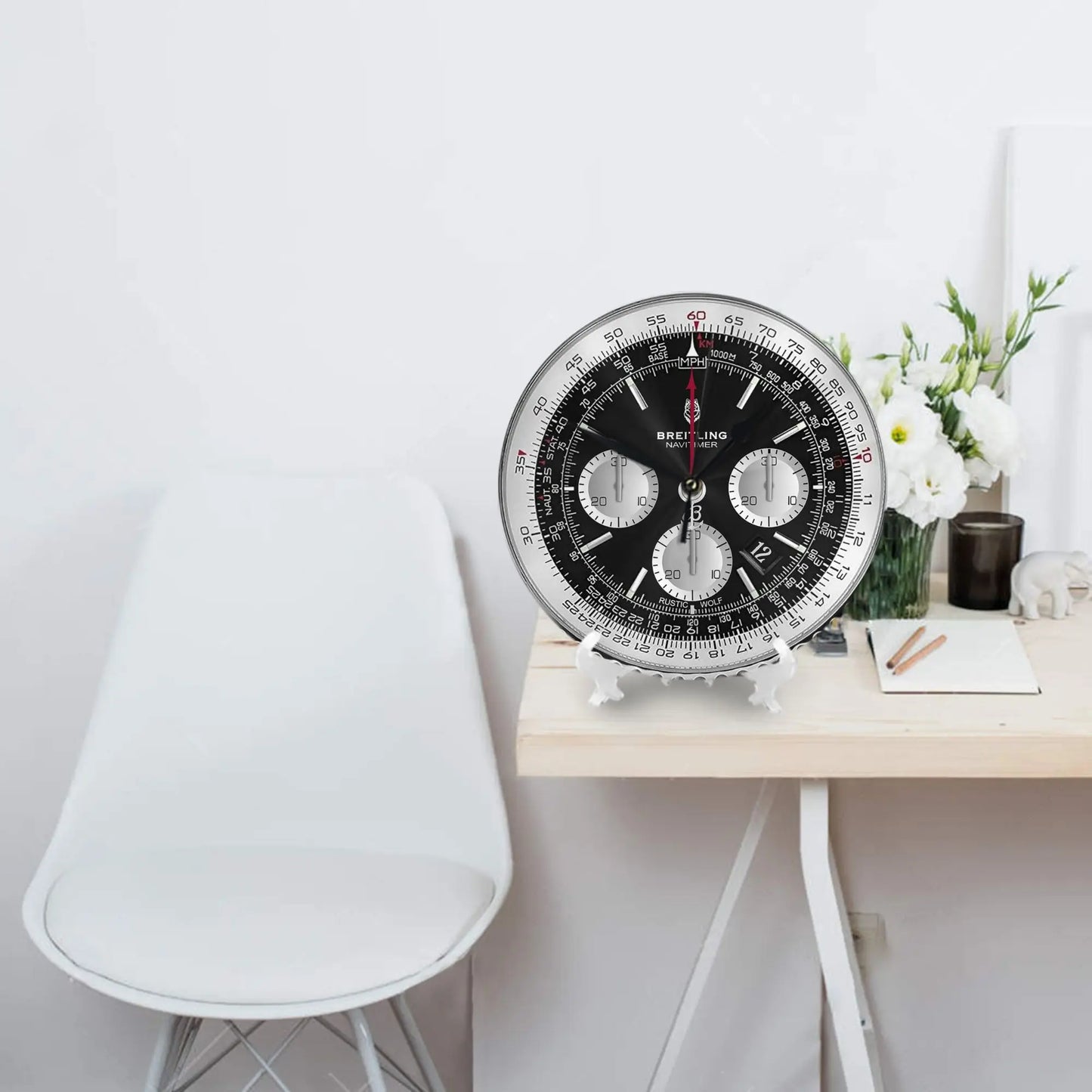 Black Luxury Watch Face Wall Clock Room Decoration Silent Round Clock for Bedroom Living Kitchen Home