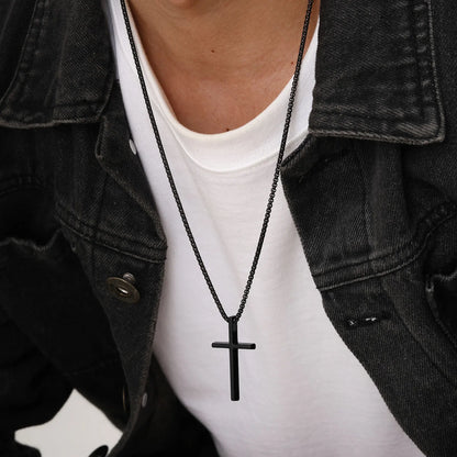 Stainless Steel Cross Necklace Pendant Collar with Stainless Steel Box Chain