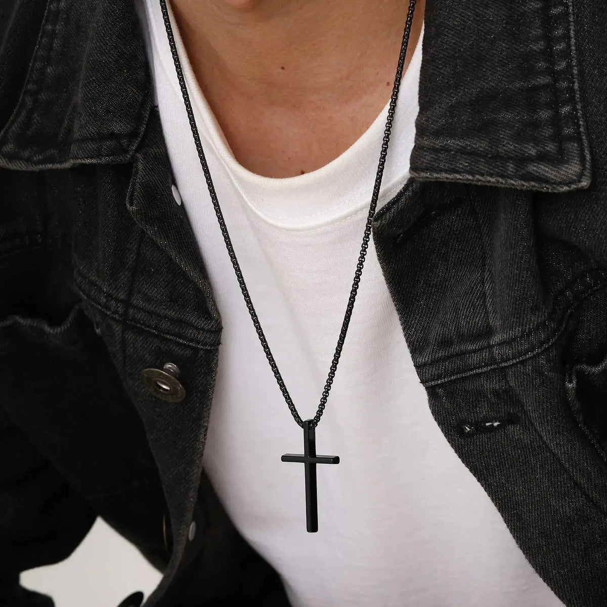Stainless Steel Cross Necklace Pendant Collar with Stainless Steel Box Chain