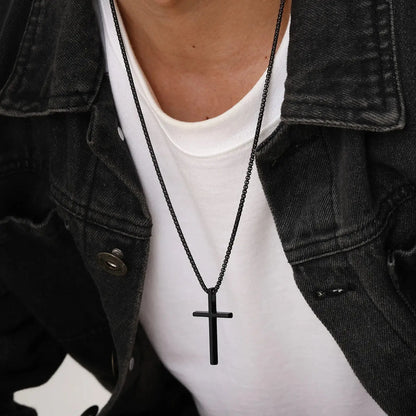 Stainless Steel Cross Necklace Pendant Collar with Stainless Steel Box Chain