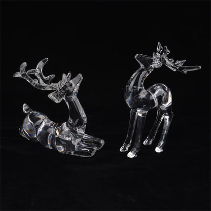 1Pc Crystal Deer Figurines Desktop Ornament Room Decor Transparent Elk Reindeer Sculpture Home Office Decoration