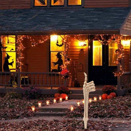 Spooky Halloween Skeleton Arm Yard Stakes Creepy Outdoor Decorative Hand Garden Decor for Lawn Scarecrow Display