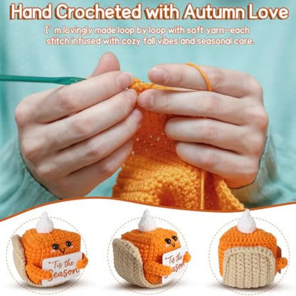 Tis The Season Fall Decor Mini Crochet Pumpkin Pie Plh Small Handmade Autumn Halloween Thanksgiving Items for Home Office Indoo