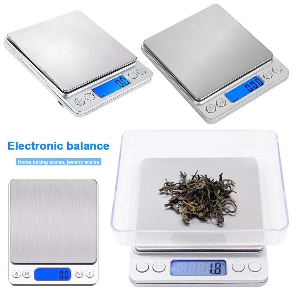 2kg/3kg/500g Small Digital Food Scale Accurate Weighting Multifunction Kitchen Scale Jewelry Lab Carat Powder Scale for Home Use
