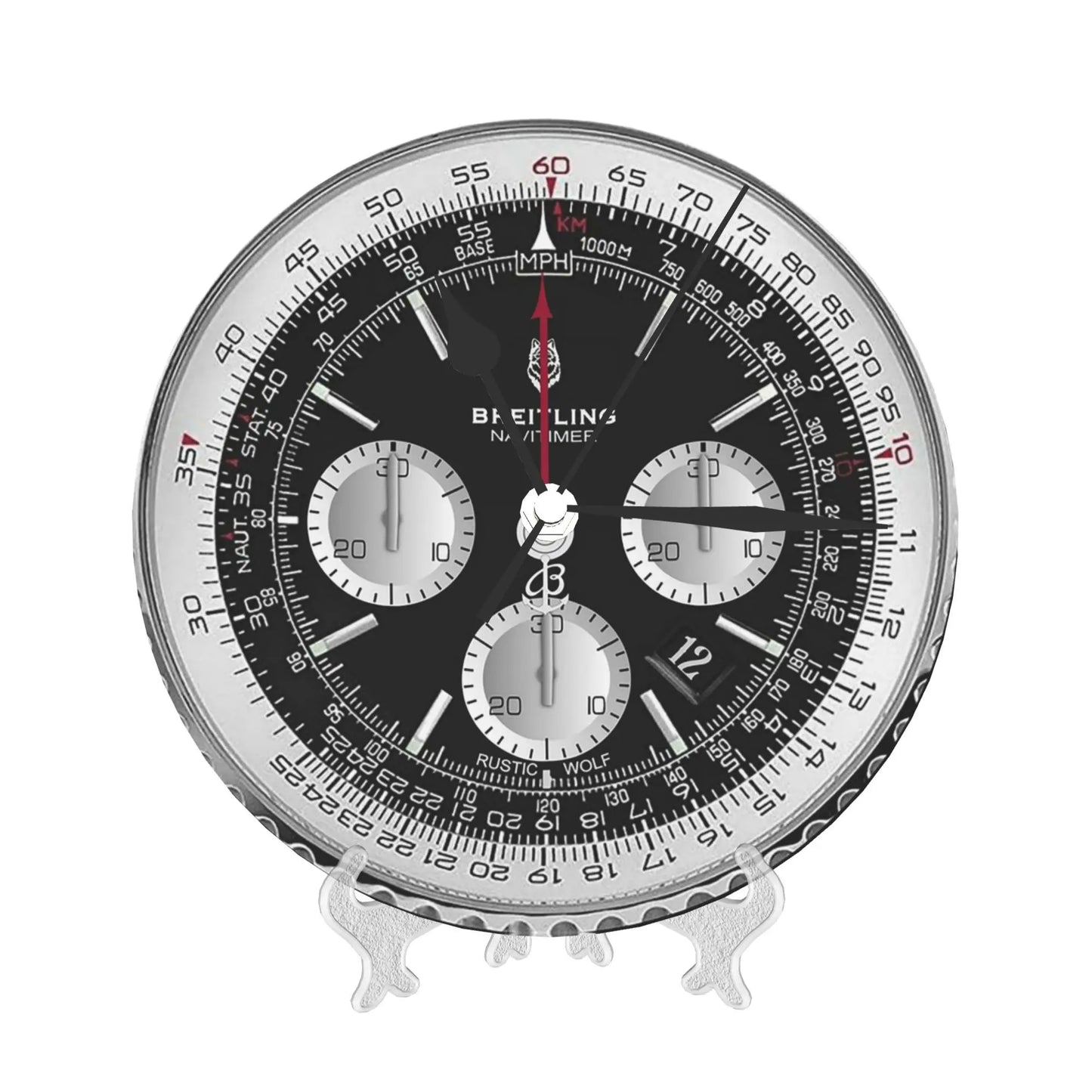 Black Luxury Watch Face Wall Clock Room Decoration Silent Round Clock for Bedroom Living Kitchen Home