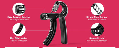 Adjustable Hand Gripper Kit (5-in-1) - Forearm & Finger Exercise, Stress Relief Ball, Portable Home Gym for Athletes