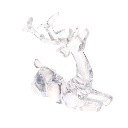 1Pc Crystal Deer Figurines Desktop Ornament Room Decor Transparent Elk Reindeer Sculpture Home Office Decoration