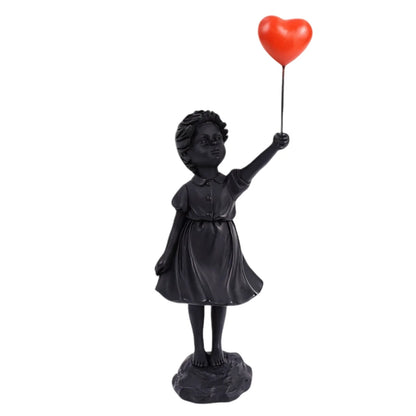 Girl with Balloon Statue, Girl's Love Balloon Art Sculpture, Resin Crafts Home Statues, Girl with Balloon Resin Sculpture Figure