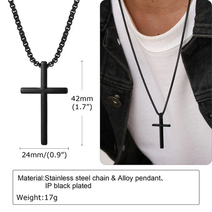 Stainless Steel Cross Necklace Pendant Collar with Stainless Steel Box Chain