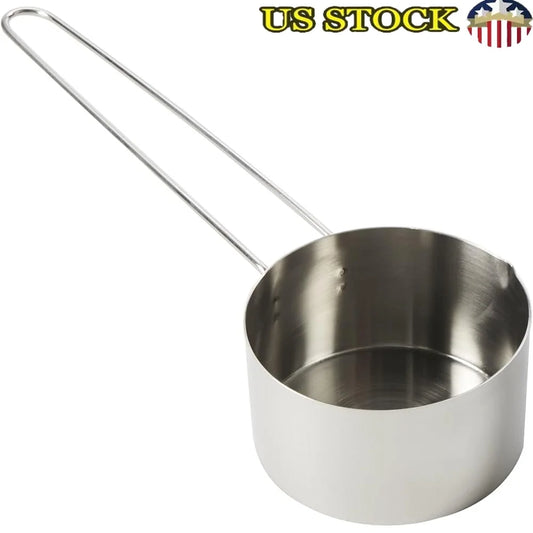 Durable Stainless Steel Measuring Cup 1 Cup Capacity with Long Handle Easy Grabbing Liquid Pouring and Efficient Spillage