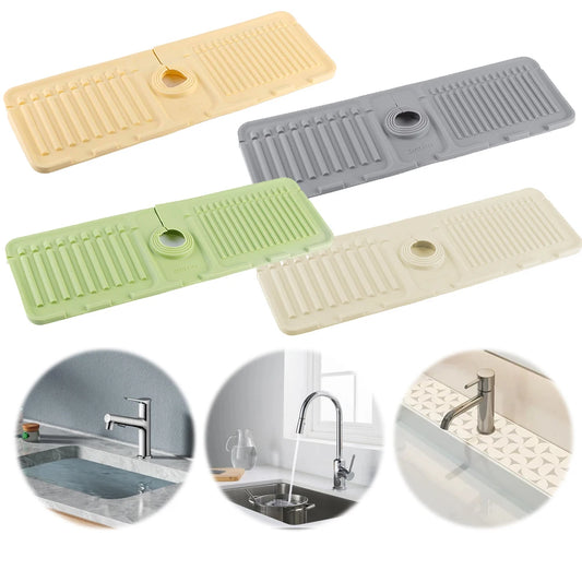 Silicone Drip Catcher Tray Quick Dry Water Catcher Mat Multi-Purpose Faucet Drainage Pad Drying Mat for Kitchen Bathroom