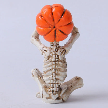 3pcs  Halloween Pumpkin Skeleton Yoga Meditation Skull Decor Pumpkin Head Figurine for Home Desk Office Zen Decorations