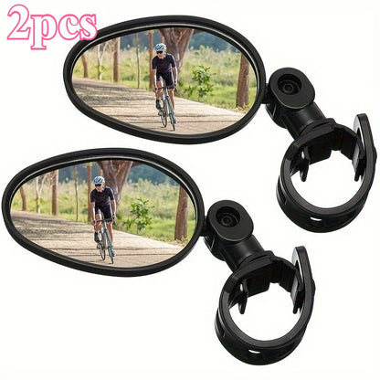 1/2PCS  Bike Mirrors, Acrylic Convex Oval Rearview for Cycling 360° Rotatable