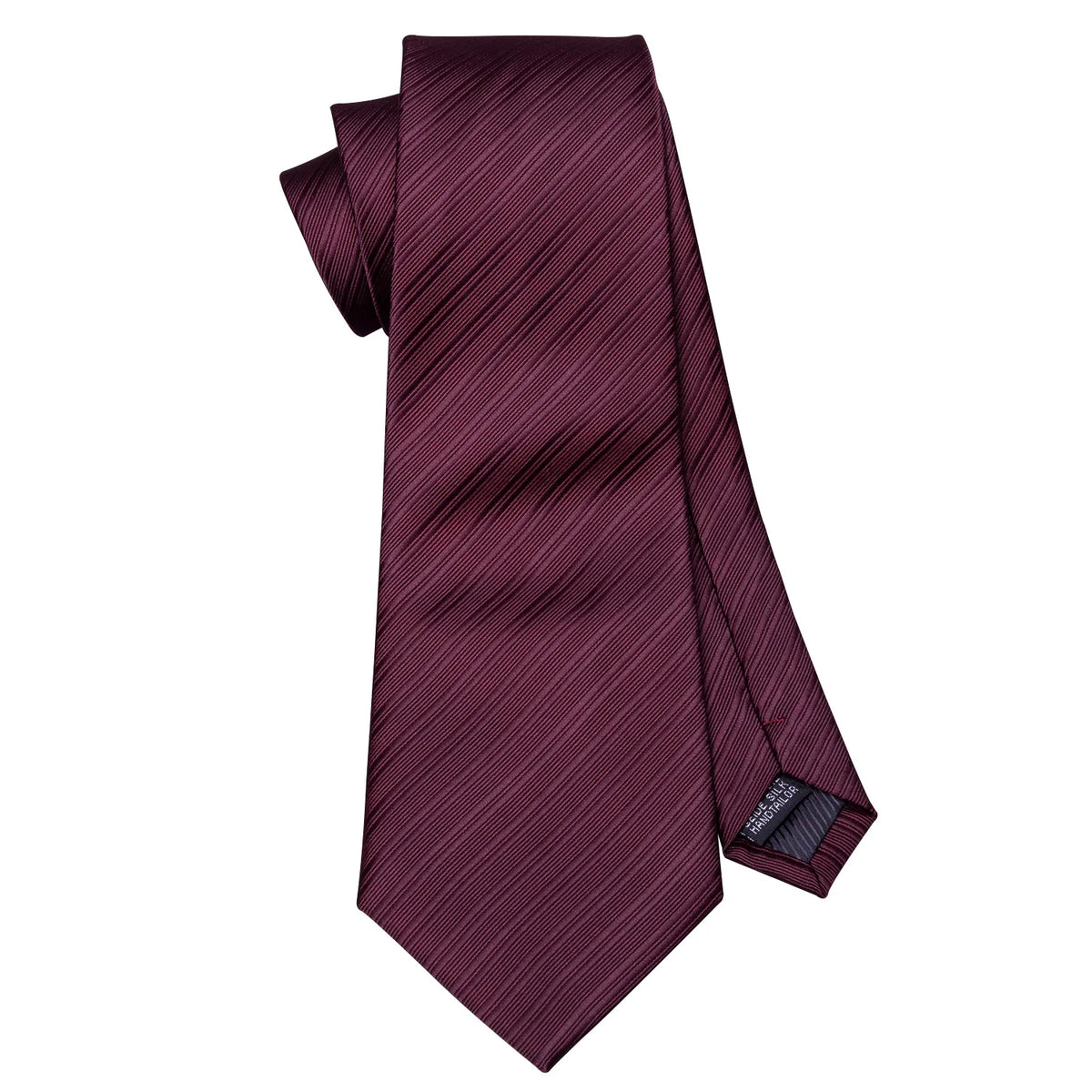Designer Necktie Pocket Square Cufflinks Set Burgundy Striped