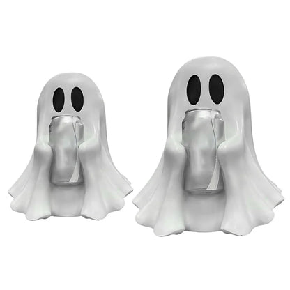 Halloween Ghost Can Holder Spooky Decor Drink Holder Cute Ghost Drink Holder Ghost Beverage Holder for Parties Gatherings
