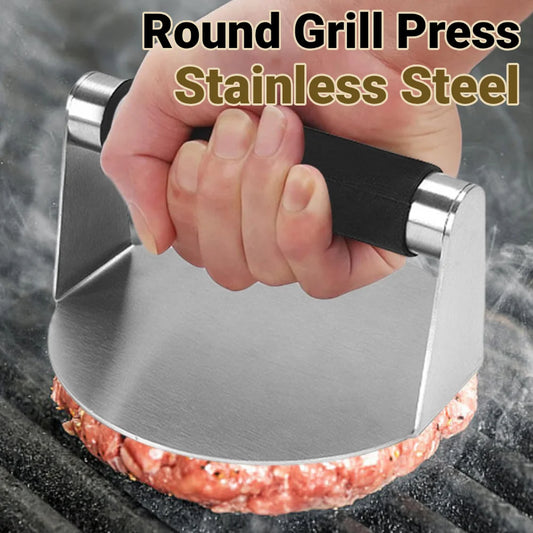 Stainless Steel 5.5 Inch Grill Press with Anti-Scald Handle Burger Press Hamburger Smasher Tool for  Smash Burgers Bacon