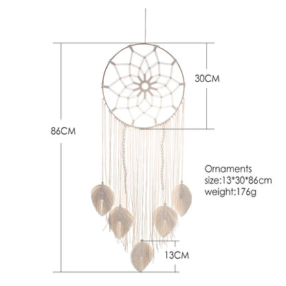 Nordic Bamboo Ring Cotton Thread Woven Tapestry Bohemian Wall Hanging Pendant Bedroom Living Room Decor