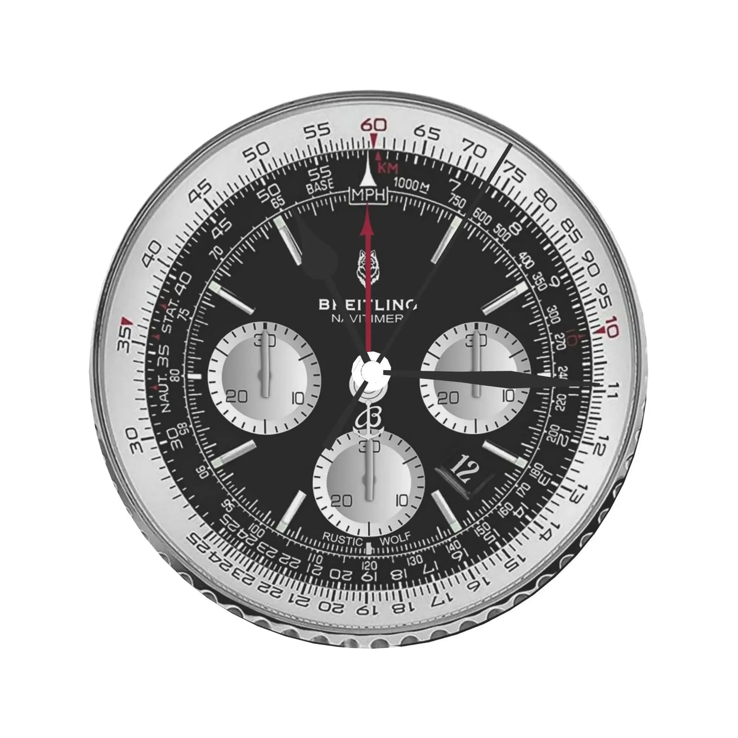 Black Luxury Watch Face Wall Clock Room Decoration Silent Round Clock for Bedroom Living Kitchen Home