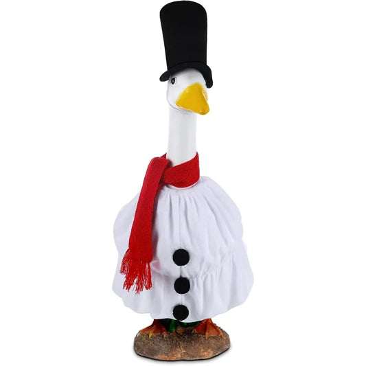 Christmas Porch Goose Outfits Clothes for Plastic 23'' Cement Goose Duck Lawn Yard Decorations Snowman Theme Outdoor