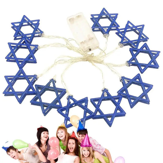 Hanukkah String Lights 9.84ft Chanukah Lights Decorations 20LEDs Chanukah Decor Battery Operated Blue Hanukkah Lights For Window