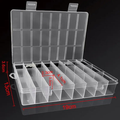 24 Grids Plastic Storage Box Jewelry Organizer Bead Craft Case Screw Container